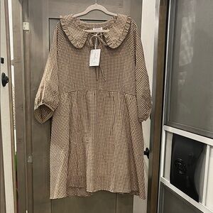 Polagram Checkered Brown Dress